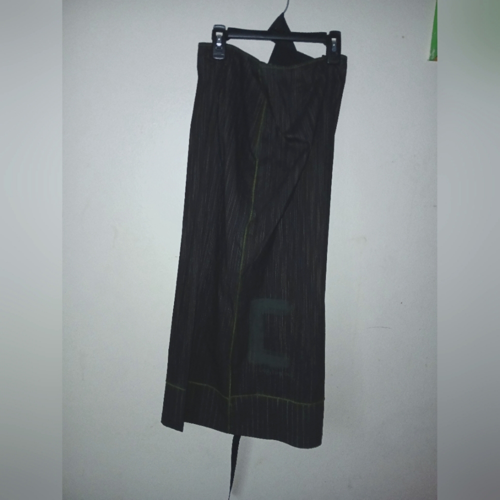 Cop.Copine Black/green Pinstripe Pencil Skirt
